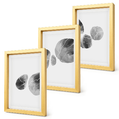 Composizione di 3 quadri Macchie di pittura, pittura astratta minimalista