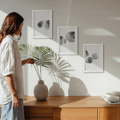 Composizione di 3 quadri Macchie di pittura, pittura astratta minimalista