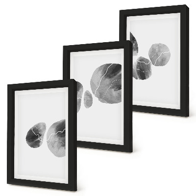 Composizione di 3 quadri Macchie di pittura, pittura astratta minimalista