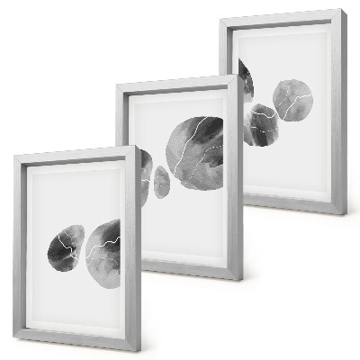 Composizione di 3 quadri Macchie di pittura, pittura astratta minimalista