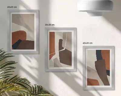 Trittico di quadri astrazione di forme in stile moderno