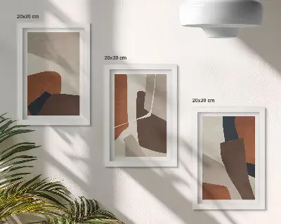 Trittico di quadri astrazione di forme in stile moderno