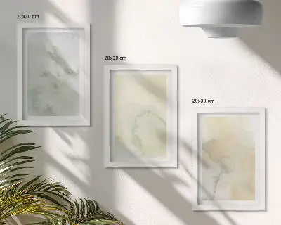 Trittico incorniciato acquerelli pastello su tela con texture pittoriche