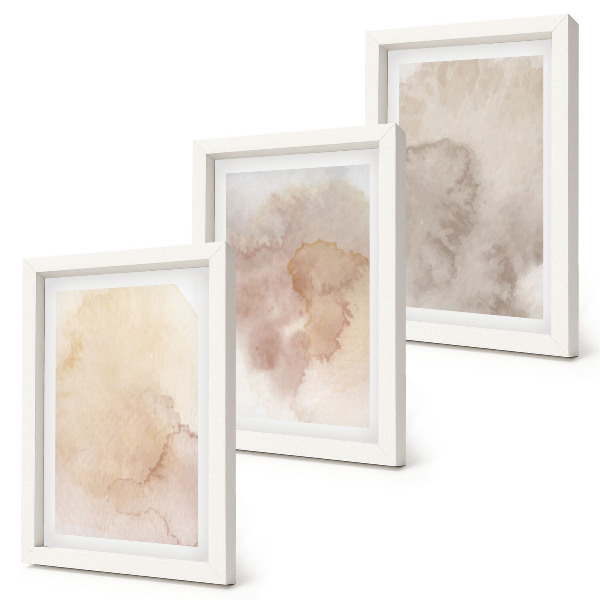 Composizione di 3 quadri Acquerelli caldi su tela con texture pastello