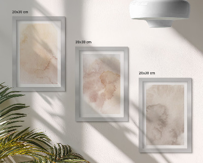 Composizione di 3 quadri Acquerelli caldi su tela con texture pastello