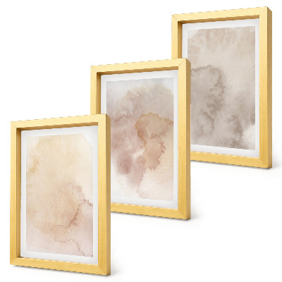 Composizione di 3 quadri Acquerelli caldi su tela con texture pastello