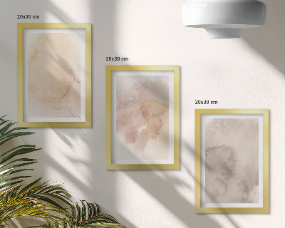 Composizione di 3 quadri Acquerelli caldi su tela con texture pastello