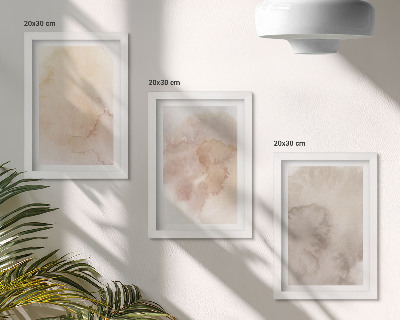 Composizione di 3 quadri Acquerelli caldi su tela con texture pastello
