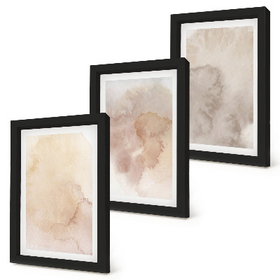 Composizione di 3 quadri Acquerelli caldi su tela con texture pastello