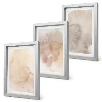 Composizione di 3 quadri Acquerelli caldi su tela con texture pastello