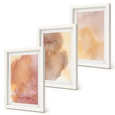 Trittico incorniciato acquerelli con texture calde