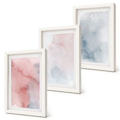 Composizione di 3 quadri Acquerelli pastello su tela, texture colorate