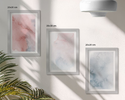 Composizione di 3 quadri Acquerelli pastello su tela, texture colorate