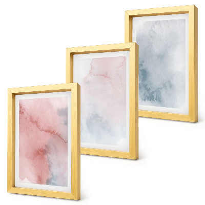 Composizione di 3 quadri Acquerelli pastello su tela, texture colorate