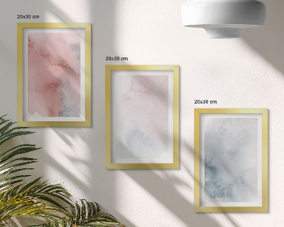 Composizione di 3 quadri Acquerelli pastello su tela, texture colorate