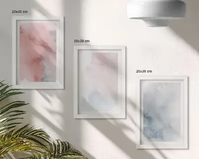 Composizione di 3 quadri acquerelli pastello su tela con texture colorate
