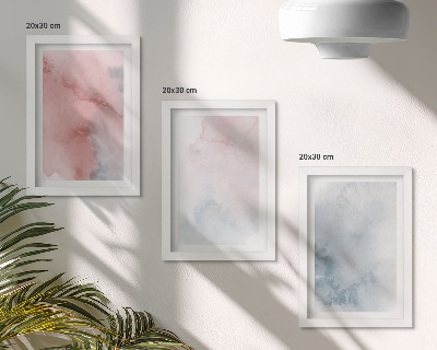 Composizione di 3 quadri Acquerelli pastello su tela, texture colorate