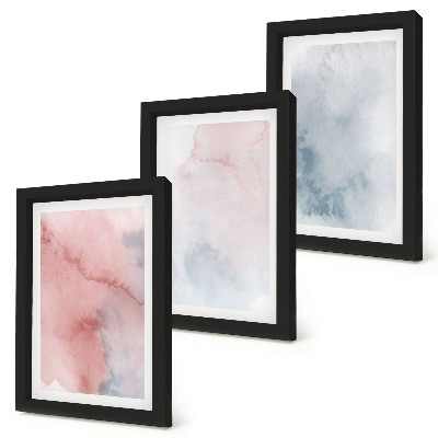 Composizione di 3 quadri Acquerelli pastello su tela, texture colorate