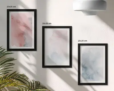 Composizione di 3 quadri acquerelli pastello su tela con texture colorate