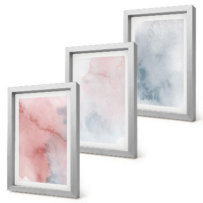 Composizione di 3 quadri Acquerelli pastello su tela, texture colorate