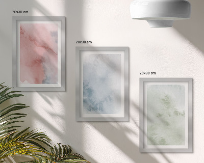 Trittico incorniciato Strutture pastello, acquerelli colorati su tela