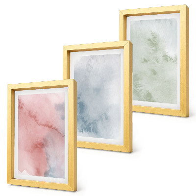 Trittico incorniciato Strutture pastello, acquerelli colorati su tela
