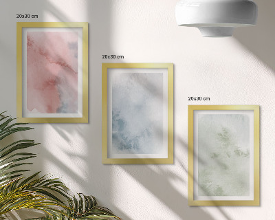 Trittico incorniciato Strutture pastello, acquerelli colorati su tela