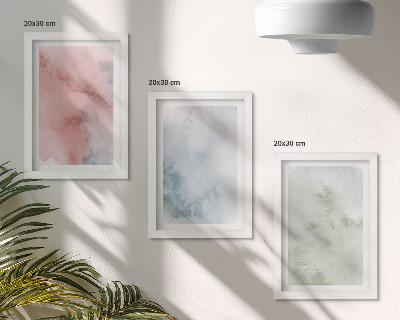 Trittico incorniciato Strutture pastello, acquerelli colorati su tela