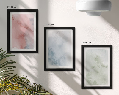 Trittico incorniciato Strutture pastello, acquerelli colorati su tela