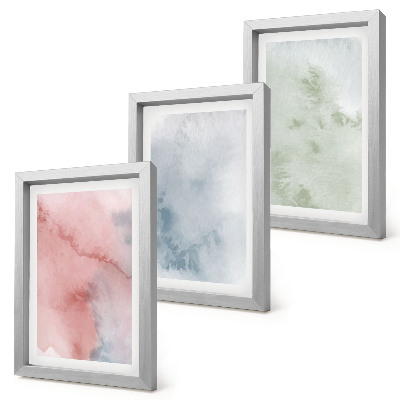 Trittico incorniciato Strutture pastello, acquerelli colorati su tela