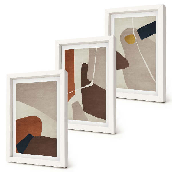 Trittico incorniciato Forme astratte in stile boho per la pittura moderna