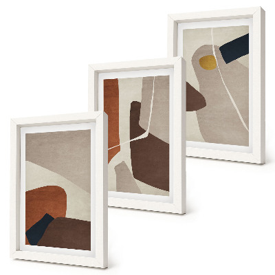 Trittico incorniciato Forme astratte in stile boho per la pittura moderna