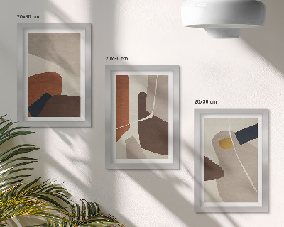 Trittico incorniciato Forme astratte in stile boho per la pittura moderna