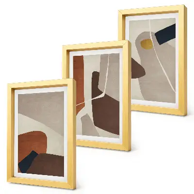 Trittico incorniciato con forme astratte in stile boho per la pittura moderna