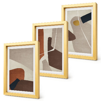 Trittico incorniciato Forme astratte in stile boho per la pittura moderna
