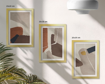 Trittico incorniciato Forme astratte in stile boho per la pittura moderna