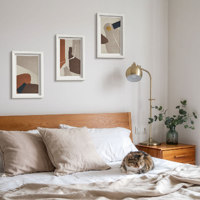 Trittico incorniciato Forme astratte in stile boho per la pittura moderna