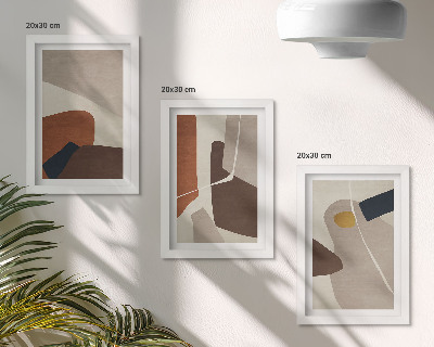 Trittico incorniciato Forme astratte in stile boho per la pittura moderna