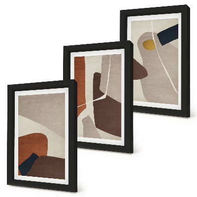 Trittico incorniciato Forme astratte in stile boho per la pittura moderna
