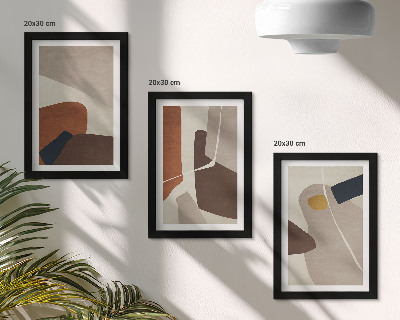 Trittico incorniciato Forme astratte in stile boho per la pittura moderna