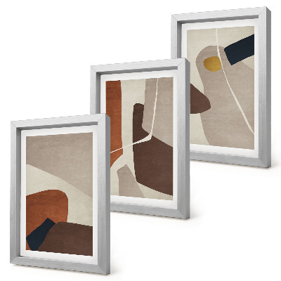 Trittico incorniciato Forme astratte in stile boho per la pittura moderna