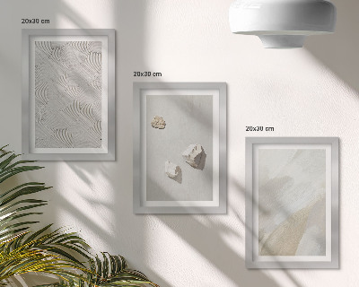 Trittico incorniciato Sabbia, pietre e texture di pittura moderne