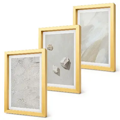 Trittico incorniciato con texture di pittura moderna raffigurante sabbia e pietre