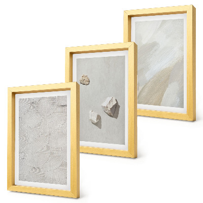 Trittico incorniciato Sabbia, pietre e texture di pittura moderne