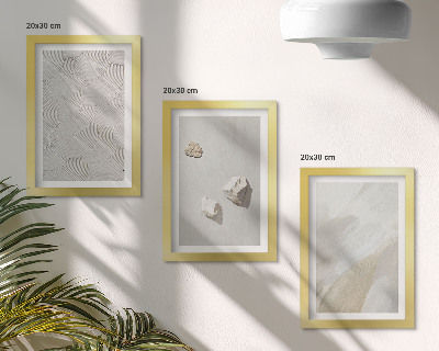 Trittico incorniciato Sabbia, pietre e texture di pittura moderne