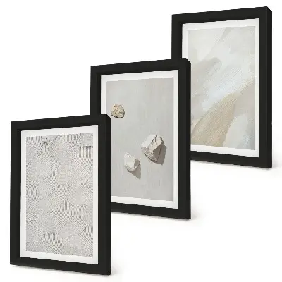Trittico incorniciato con texture di pittura moderna raffigurante sabbia e pietre