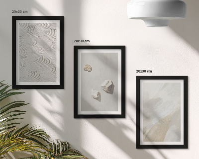 Trittico incorniciato Sabbia, pietre e texture di pittura moderne