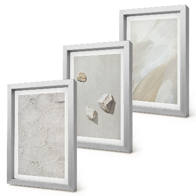 Trittico incorniciato Sabbia, pietre e texture di pittura moderne