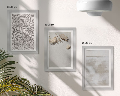 Composizione di 3 quadri Sabbia, pietre e texture consumata in stile boho