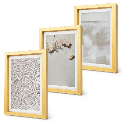 Composizione di 3 quadri Sabbia, pietre e texture consumata in stile boho